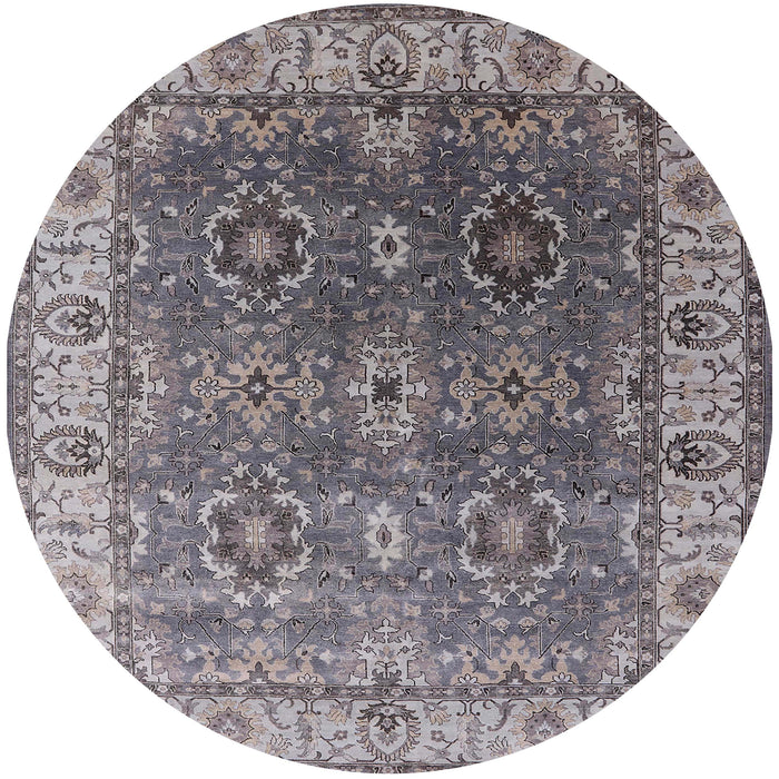 Round Mid-Century Modern Carbon Gray Oriental Rug, urb2482