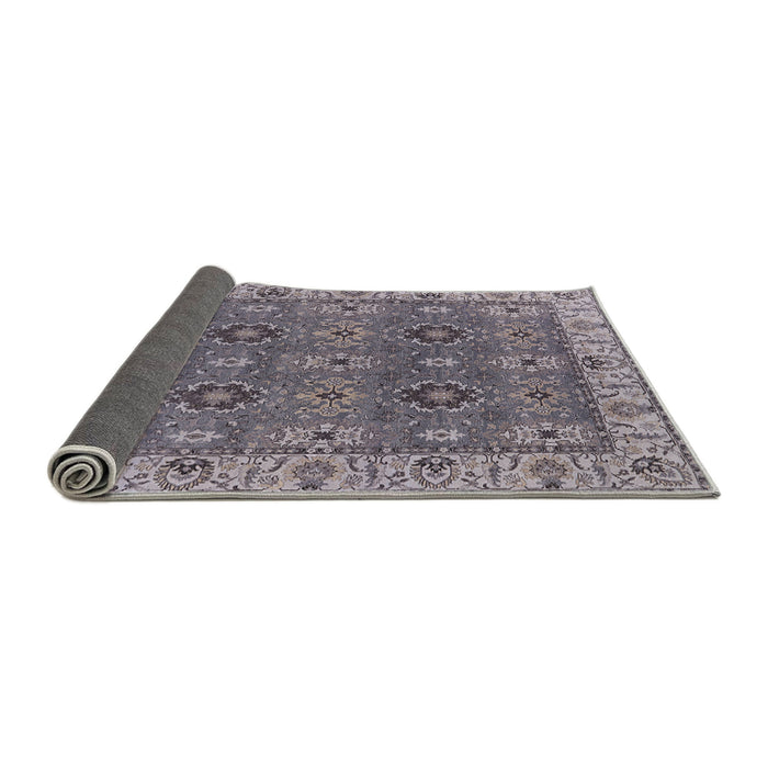 Sideview of Mid-Century Modern Carbon Gray Oriental Rug, urb2483