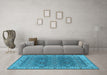 Machine Washable Oriental Light Blue Industrial Rug in a Living Room, wshurb2483lblu