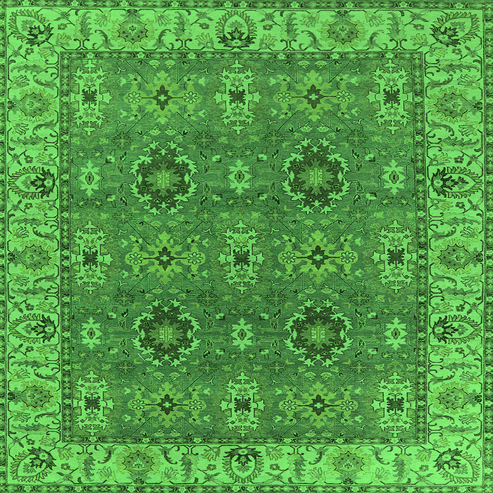 Square Machine Washable Oriental Green Industrial Area Rugs, wshurb2483grn