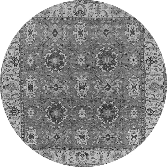 Round Machine Washable Oriental Gray Industrial Rug, wshurb2483gry