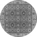 Round Machine Washable Oriental Gray Industrial Rug, wshurb2483gry