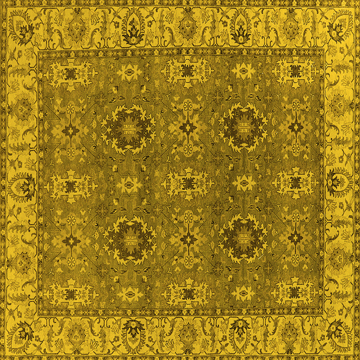 Square Machine Washable Oriental Yellow Industrial Rug, wshurb2483yw