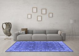 Machine Washable Oriental Blue Industrial Rug in a Living Room, wshurb2483blu