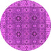 Round Machine Washable Oriental Pink Industrial Rug, wshurb2483pnk