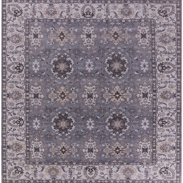 Square Machine Washable Industrial Modern Carbon Gray Rug, wshurb2483