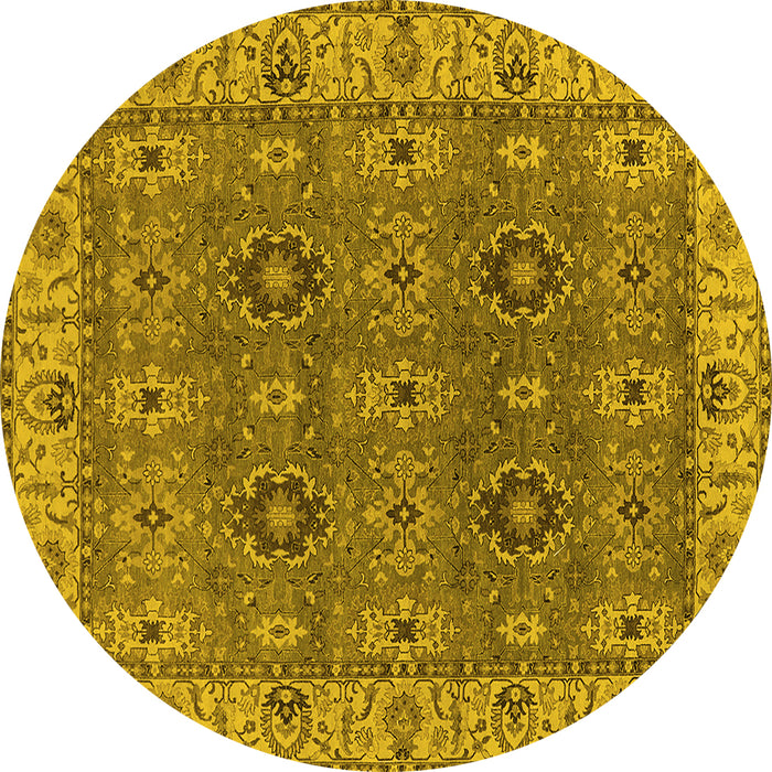 Round Oriental Yellow Industrial Rug, urb2483yw