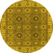 Round Oriental Yellow Industrial Rug, urb2483yw