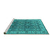 Sideview of Machine Washable Oriental Turquoise Industrial Area Rugs, wshurb2483turq