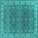Square Machine Washable Oriental Turquoise Industrial Area Rugs, wshurb2483turq