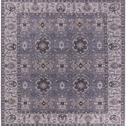 Square Mid-Century Modern Carbon Gray Oriental Rug, urb2483