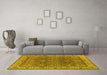 Machine Washable Oriental Yellow Industrial Rug in a Living Room, wshurb2483yw