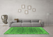 Machine Washable Oriental Green Industrial Area Rugs in a Living Room,, wshurb2483grn