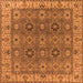 Square Machine Washable Oriental Orange Industrial Area Rugs, wshurb2483org