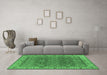 Machine Washable Oriental Emerald Green Industrial Area Rugs in a Living Room,, wshurb2483emgrn