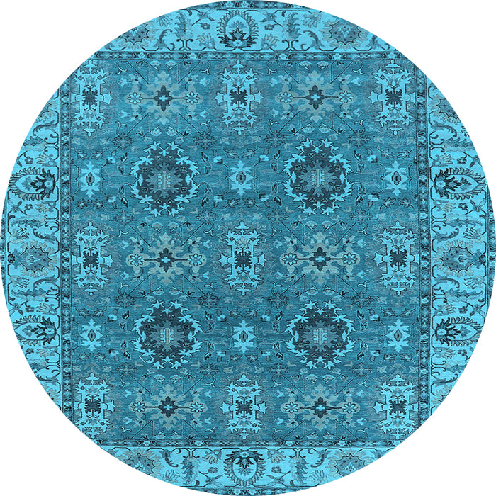 Round Oriental Light Blue Industrial Rug, urb2483lblu