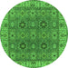 Round Oriental Green Industrial Rug, urb2483grn