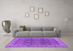 Machine Washable Oriental Purple Industrial Area Rugs in a Living Room, wshurb2483pur