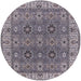 Round Machine Washable Industrial Modern Carbon Gray Rug, wshurb2483