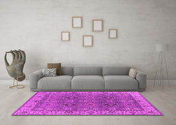 Machine Washable Oriental Pink Industrial Rug in a Living Room, wshurb2483pnk