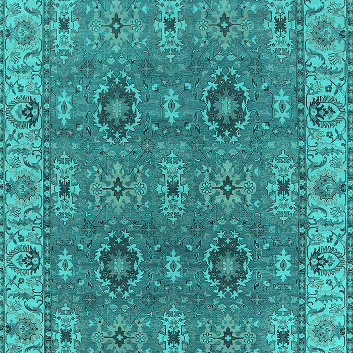 Machine Washable Oriental Turquoise Industrial Area Rugs, wshurb2483turq