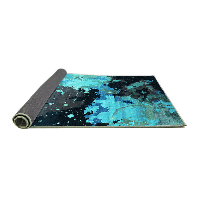 Sideview of Oriental Turquoise Industrial Rug, urb2484turq