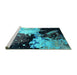 Sideview of Machine Washable Oriental Turquoise Industrial Area Rugs, wshurb2484turq