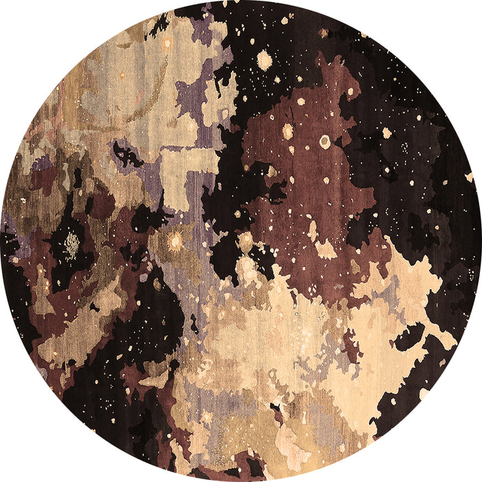 Round Oriental Brown Industrial Rug, urb2484brn