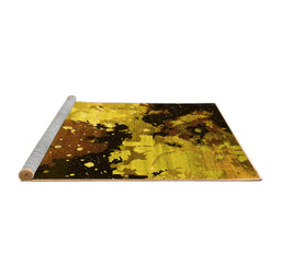 Sideview of Machine Washable Oriental Yellow Industrial Rug, wshurb2484yw