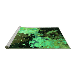 Sideview of Machine Washable Oriental Green Industrial Area Rugs, wshurb2484grn