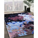 Mid-Century Modern Deep Purple Oriental Rug in Family Room, urb2484