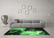 Machine Washable Oriental Emerald Green Industrial Area Rugs in a Living Room,, wshurb2484emgrn