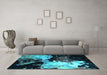 Machine Washable Oriental Turquoise Industrial Area Rugs in a Living Room,, wshurb2484turq