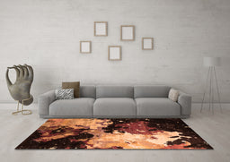 Machine Washable Oriental Orange Industrial Area Rugs in a Living Room, wshurb2484org