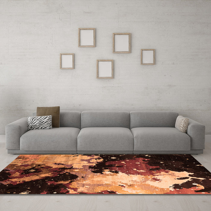 Machine Washable Oriental Orange Industrial Area Rugs in a Living Room, wshurb2484org