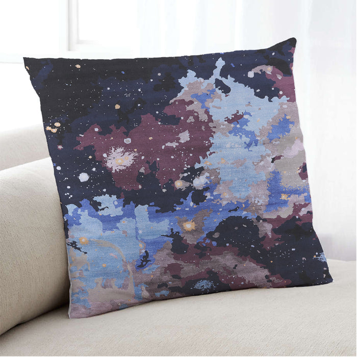 Lifestyle Image of Mid-Century Modern Urban Square Deep Purple Throw Pillow, 18 inch by 18 inch, pwurb2485