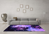 Machine Washable Oriental Purple Industrial Rug, wshurb2485pur