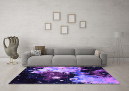 Machine Washable Oriental Purple Industrial Area Rugs in a Living Room, wshurb2485pur