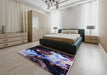 Mid-Century Modern Deep Purple Oriental Rug in a Bedroom, urb2485