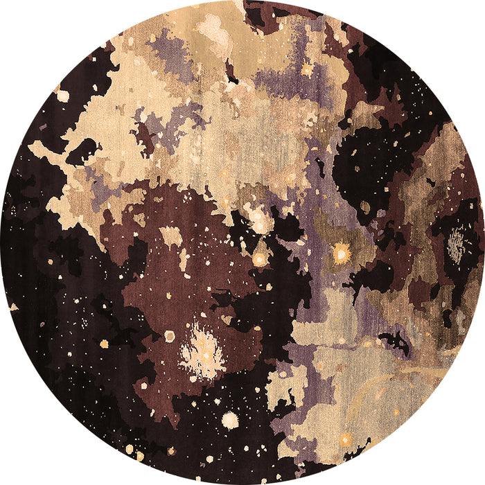 Round Oriental Brown Industrial Rug, urb2485brn