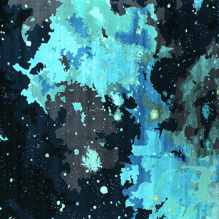 Square Oriental Turquoise Industrial Rug, urb2485turq