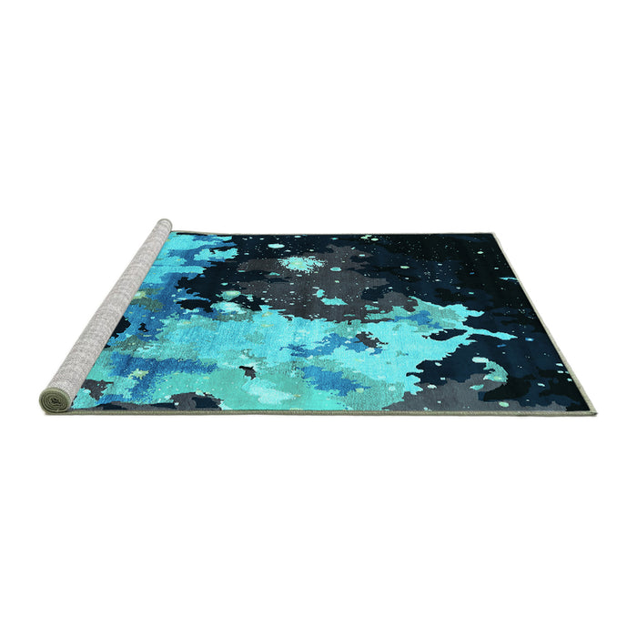 Sideview of Machine Washable Oriental Turquoise Industrial Area Rugs, wshurb2485turq