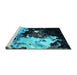 Sideview of Machine Washable Oriental Turquoise Industrial Area Rugs, wshurb2485turq