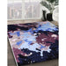 Mid-Century Modern Deep Purple Oriental Rug in Family Room, urb2485