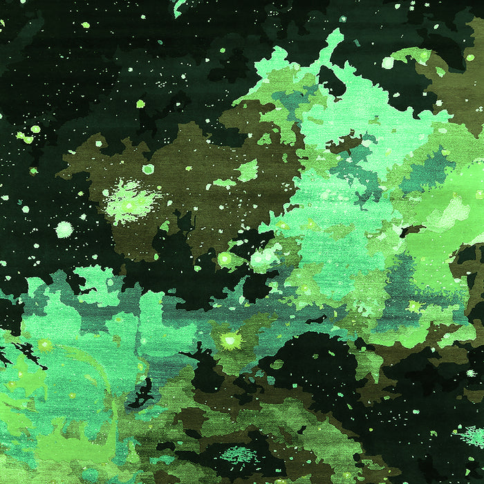 Square Machine Washable Oriental Green Industrial Area Rugs, wshurb2485grn