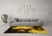 Machine Washable Oriental Yellow Industrial Rug in a Living Room, wshurb2485yw