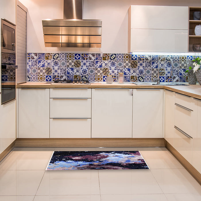 Mid-Century Modern Deep Purple Oriental Rug in a Kitchen, urb2485