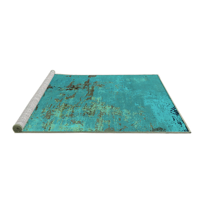 Sideview of Machine Washable Oriental Turquoise Industrial Area Rugs, wshurb2486turq