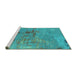 Sideview of Machine Washable Oriental Turquoise Industrial Area Rugs, wshurb2486turq