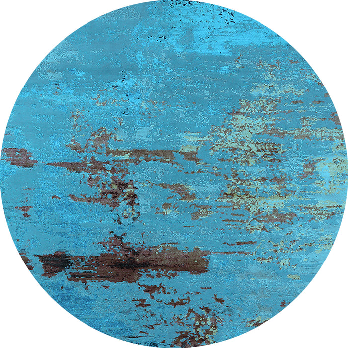 Round Oriental Light Blue Industrial Rug, urb2486lblu